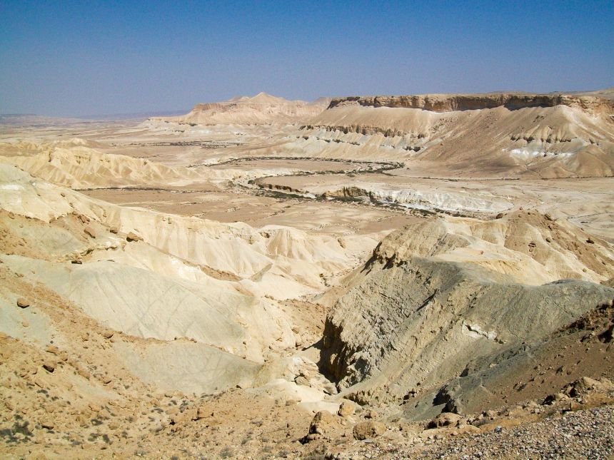 Sand dunes in bright sun in the Negev Desert, Israel. This is the oldest large-scale stretch of land on Earth.